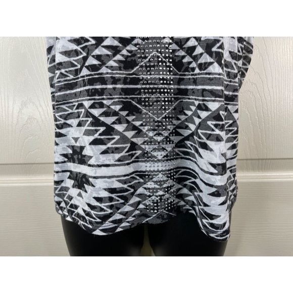 INC International Concepts Top Womens Short Slit Sleeves White Black Size Small - Picture 5 of 11